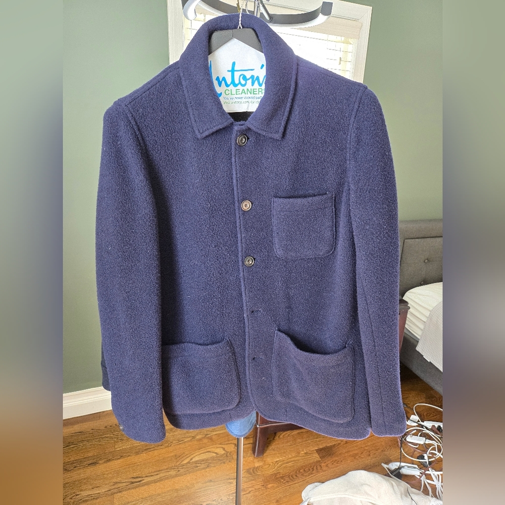 Faherty Brand Felted Wool Navy Chore Coat medium